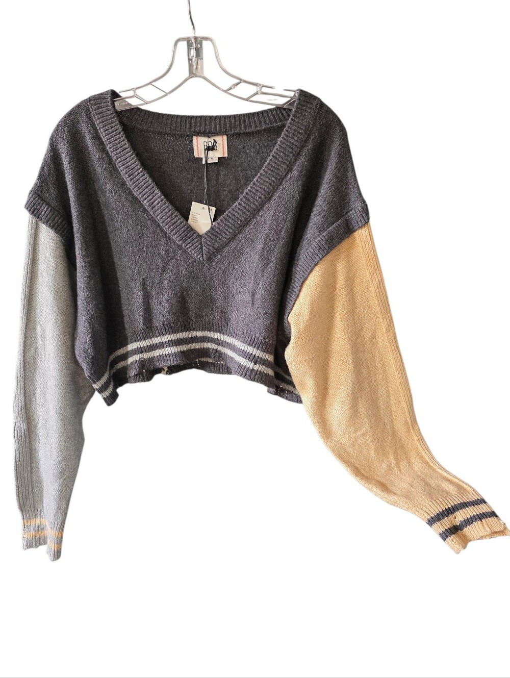 BDG Drew Colorblock Pullover Sweater V-Neck Size Medium NWT